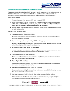 Job Seeker and Employee Digital Skills Tip Sheet PDF